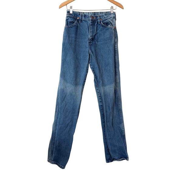 Wrangler Cowboy Cut Slim Fit Jeans 100% Cotton High Rise Denim Inseam34 Waist 28 - Picture 1 of 6